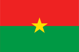 The flag of Burkina Faso features two equal horizontal bands of red and green, with a yellow five-pointed star in the center.