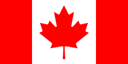 The flag of Canada is composed of a red vertical band on the hoist and fly sides and a central white square that is twice the width of the vertical bands. A large eleven-pointed red maple leaf is centered in the white square.