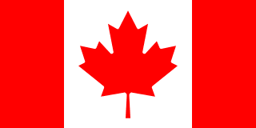 The flag of Canada is composed of a red vertical band on the hoist and fly sides and a central white square that is twice the width of the vertical bands. A large eleven-pointed red maple leaf is centered in the white square.