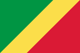The flag of the Republic of the Congo features a yellow diagonal band that extends from the lower hoist-side corner to the upper fly-side corner of the field. Above and beneath this band are a green and red triangle respectively.