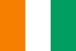 The flag of Ivory Coast is composed of three equal vertical bands of orange, white and green.