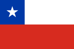 The flag of Chile is composed of two equal horizontal bands of white and red, with a blue square of the same height as the white band superimposed in the canton. A white five-pointed star is centered in the blue square.