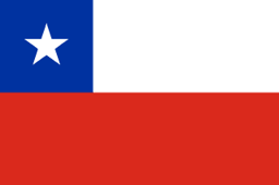 The flag of Chile is composed of two equal horizontal bands of white and red, with a blue square of the same height as the white band superimposed in the canton. A white five-pointed star is centered in the blue square.