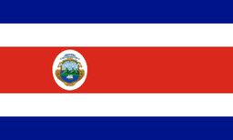 The flag of Costa Rica is composed of five horizontal bands of blue, white, red, white and blue. The central red band is twice the height of the other four bands.