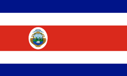The flag of Costa Rica is composed of five horizontal bands of blue, white, red, white and blue. The central red band is twice the height of the other four bands.