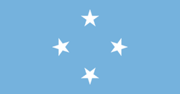 The flag of Micronesia has a light blue field, at the center of which are four five-pointed white stars arranged in the shape of a diamond.