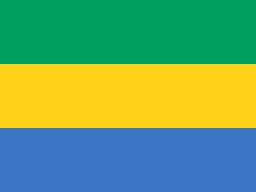The flag of Gabon is composed of three equal horizontal bands of green, yellow and blue.