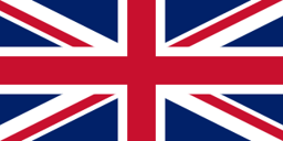 The flag of the United Kingdom — the Union Jack — has a blue field. It features the white-edged red cross of Saint George superimposed on the diagonal red cross of Saint Patrick which is superimposed on the diagonal white cross of Saint Andrew.