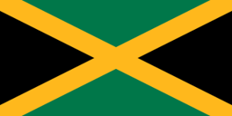 The flag of Jamaica is divided by a gold diagonal cross into four alternating triangular areas of green at the top and bottom, and black on the hoist and fly sides