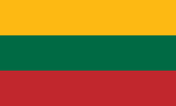 The flag of Lithuania is composed of three equal horizontal bands of yellow, green and red.