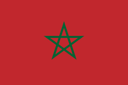 The flag of Morocco features a green pentagram — a five-pointed linear star — centered on a red field.