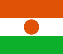 The flag of Niger features three equal horizontal bands of orange, white and green, with an orange circle centered in the white band.