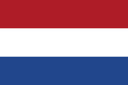The flag of the Netherlands is composed of three equal horizontal bands of red, white and blue.