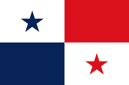The flag of Panama is composed of four equal rectangular areas — a white rectangular area with a blue five-pointed star at its center, a red rectangular area, a white rectangular area with a red five-pointed star at its center, and a blue rectangular area — in the upper hoist side, upper fly side, lower fly side and lower hoist side respectively.