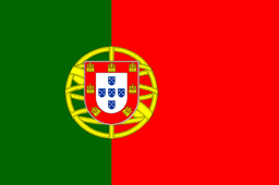 The flag of Portugal is composed of two vertical bands of green and red in the ratio of 2:3, with the coat of arms of Portugal centered over the two-color boundary.