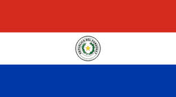 The flag of Paraguay features three equal horizontal bands of red, white and blue, with an emblem centered in the white band. On the obverse side of the flag depicted, this emblem is the national coat of arms.