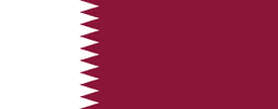 The flag of Qatar has a maroon field, on the hoist side of which is a white vertical band that spans about one-third the width of the field and is separated from the rest of the field by nine adjoining fly-side pointing white isosceles triangles that serve as a serrated line.
