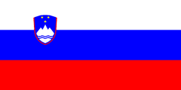 The flag of Slovenia is composed of three equal horizontal bands of white, blue and red. The national coat of arms is situated in the upper hoist side of the field centered on the boundary between the white and blue bands.