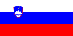 The flag of Slovenia is composed of three equal horizontal bands of white, blue and red. The national coat of arms is situated in the upper hoist side of the field centered on the boundary between the white and blue bands.