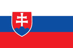 The flag of Slovakia is composed of three equal horizontal bands of white, blue and red. The coat of arms of Slovakia is superimposed at the center of the field slightly towards the hoist side.