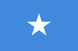 The flag of Somalia features a large five-pointed white star centered on a light blue field.