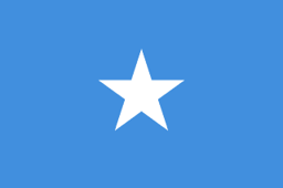 The flag of Somalia features a large five-pointed white star centered on a light blue field.