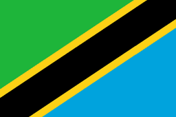 The flag of Tanzania features a yellow-edged black diagonal band that extends from the lower hoist-side corner to the upper fly-side corner of the field. Above and beneath this band are a green and light blue triangle respectively.