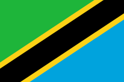 The flag of Tanzania features a yellow-edged black diagonal band that extends from the lower hoist-side corner to the upper fly-side corner of the field. Above and beneath this band are a green and light blue triangle respectively.